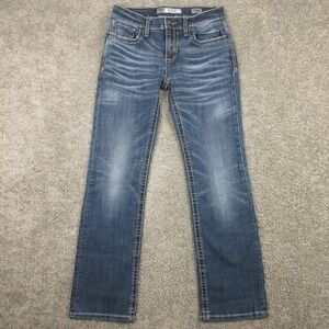 BKE Jeans Mens 32x31 Blue Aiden Bootcut Faded Whisker Flex Denim Pants Buckle